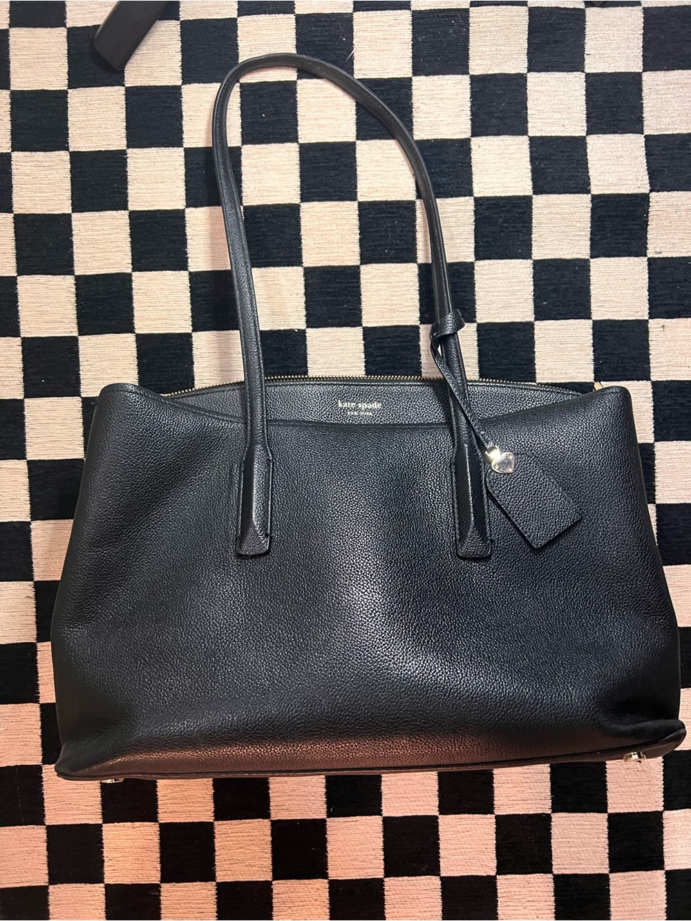 Kate Spade Black Leather Tote + Matching Zip Wallet Set
